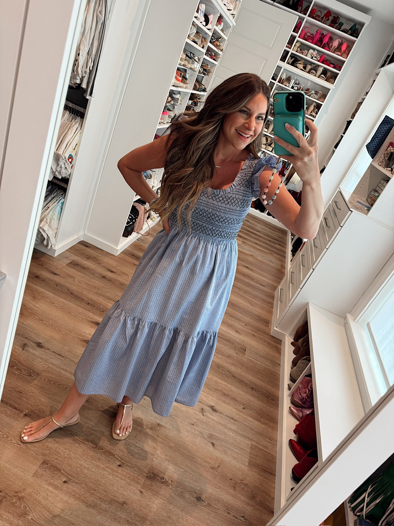 In a small Tuckernuck maxi, sandals and accessories- fits tts.

#LTKStyleTip #LTKSummerEdit #LTKShoeCrush