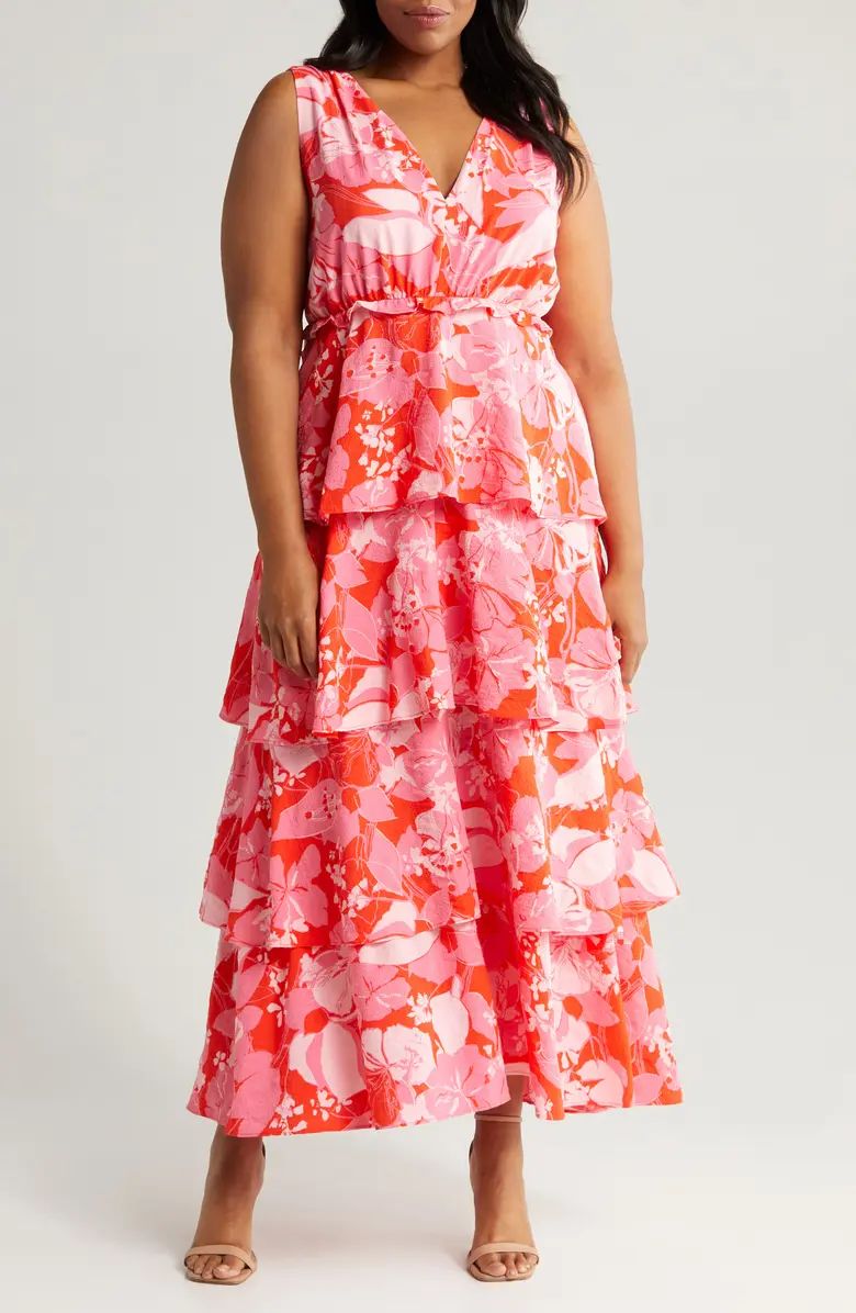 Chelsea28 Floral Print Sleeveless Tiered Ruffle Maxi Dress | Nordstrom | Nordstrom