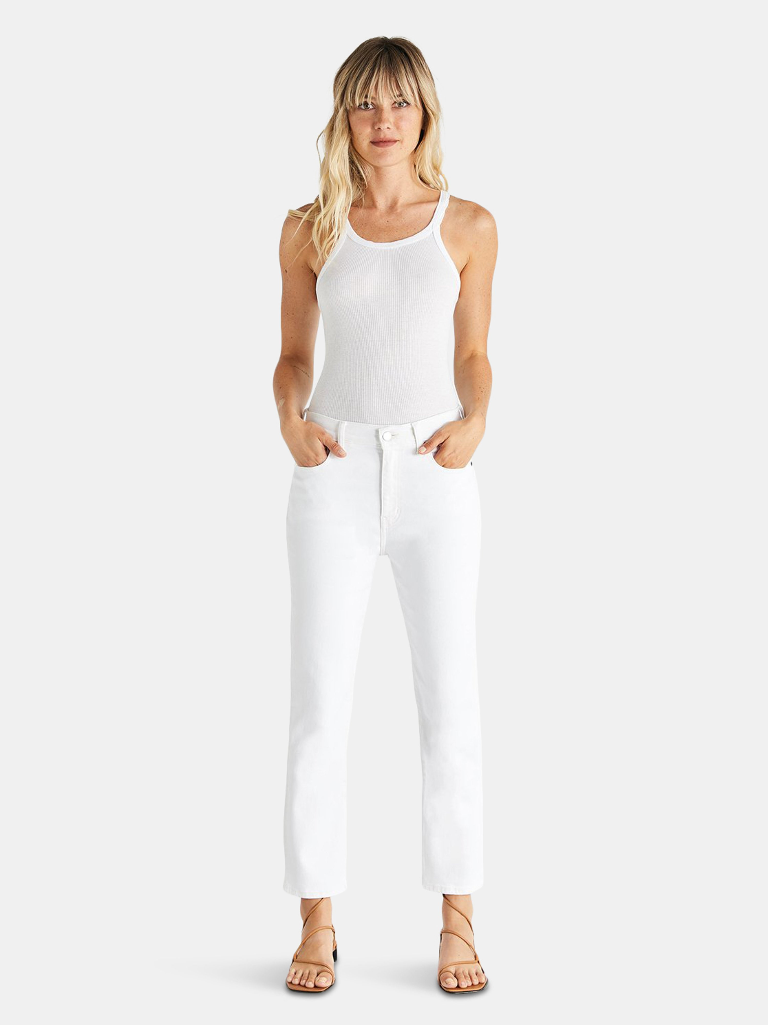 Finn High Rise Straight Ankle - Sustainable White | Verishop