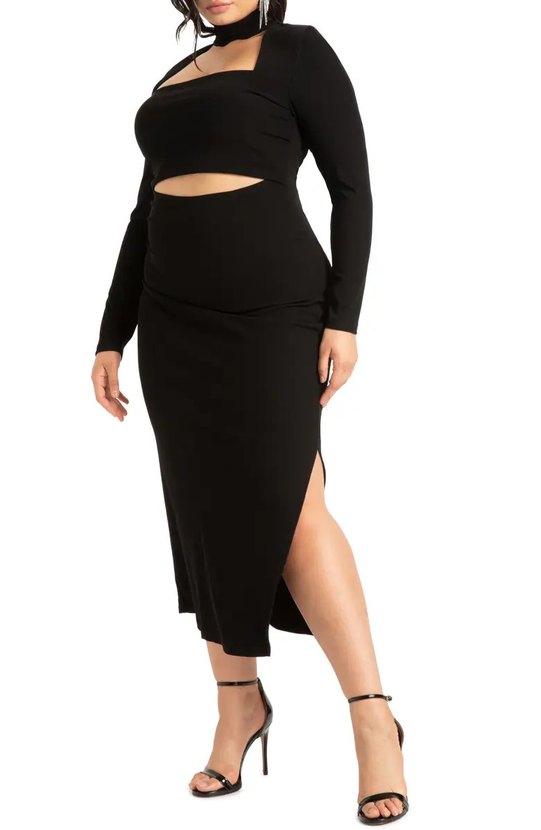 ELOQUII Cutout Knit Long Sleeve Dress | Nordstrom | Nordstrom