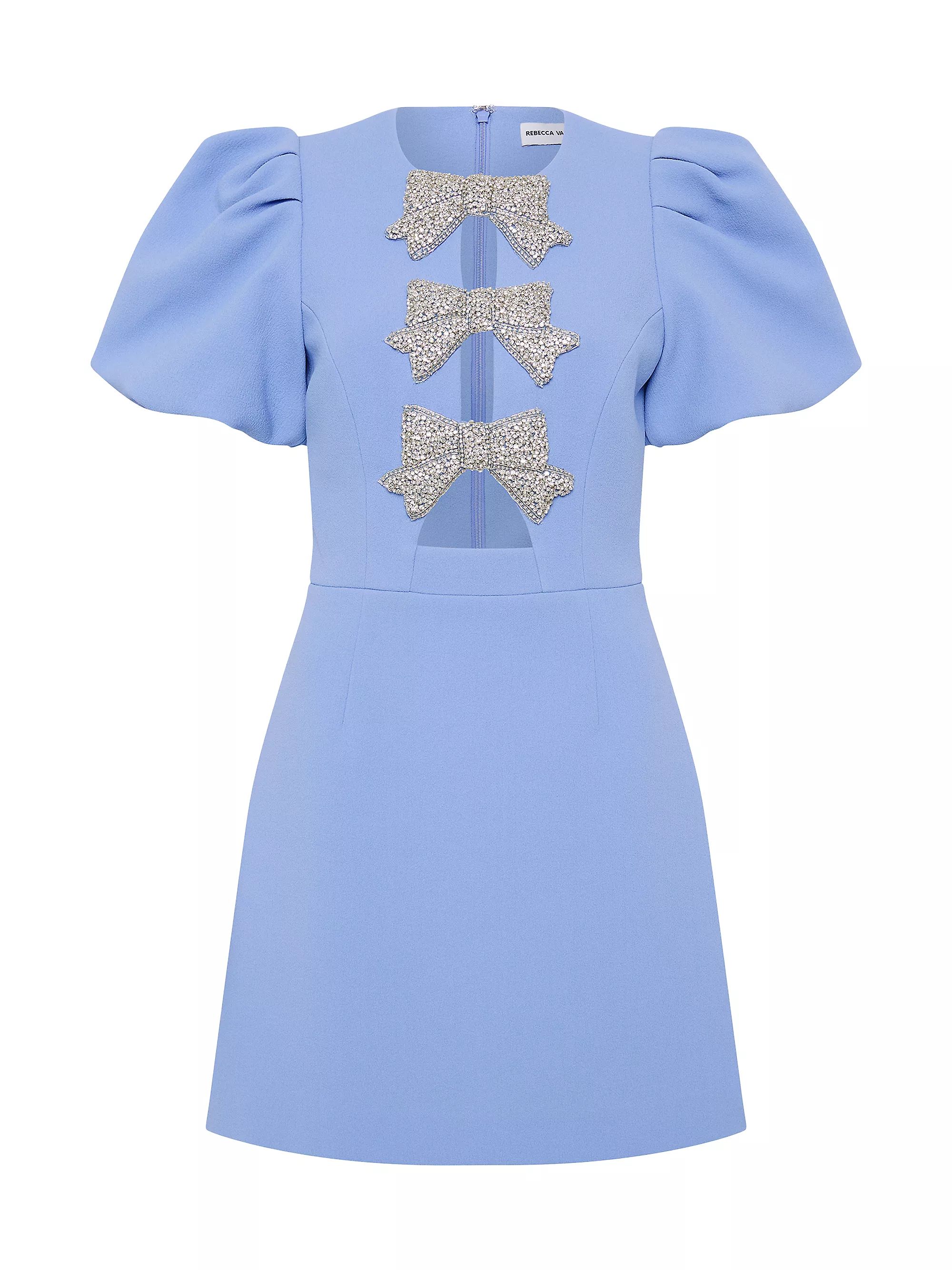 Juliana Puff-Sleeve Bow Minidress | Saks Fifth Avenue