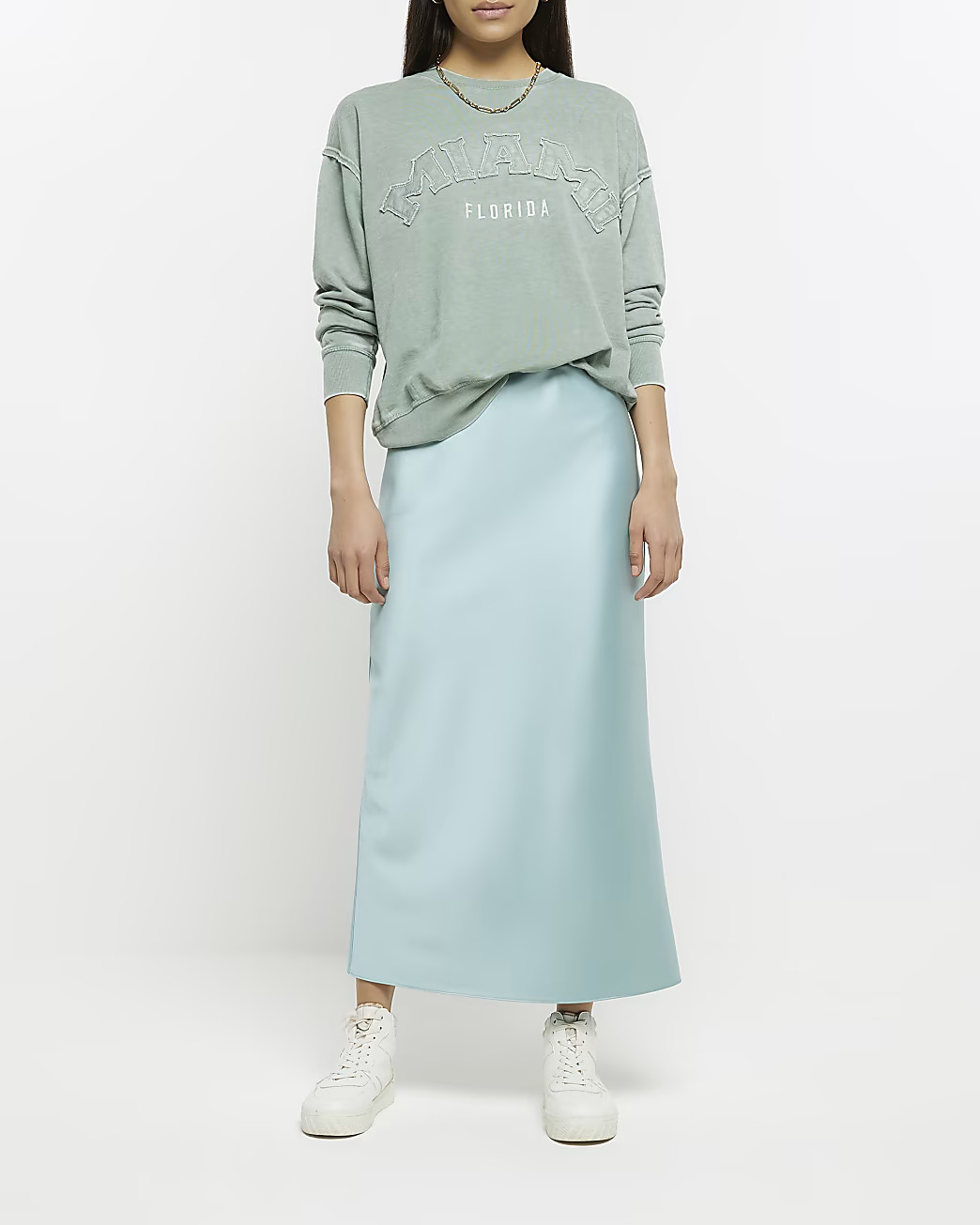 River Island Womens Blue Satin Maxi Skirt | River Island (US)