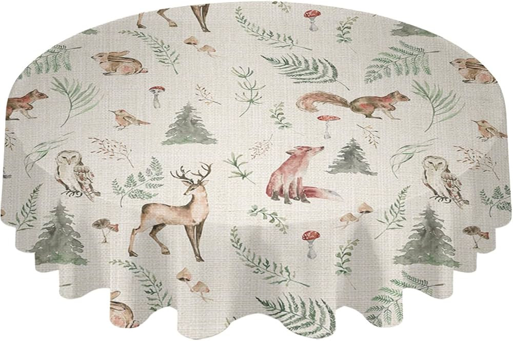 ZOE GARDEN Forest Christmas Round Tablecloth Waterproof & Stainproof Tablecloths, Wipeable Table ... | Amazon (US)