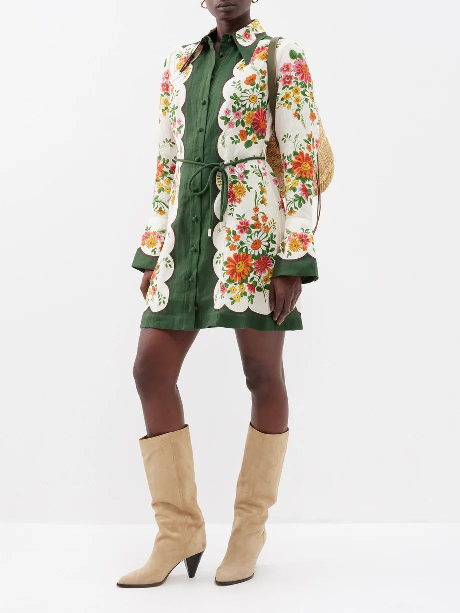 Elisabetta floral-print linen mini shirt dress | ALÉMAIS | Matches (US)