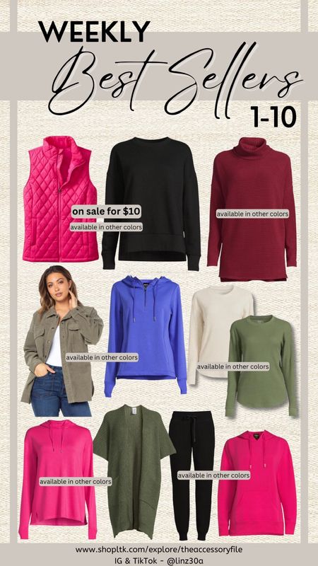 This past week’s top 10 best sellers!

Puffer vest, quilted vest, $10 vest, $10 sweatshirt, Side slit hem sweatshirt, super soft hoodie, waffle knit thermal shirt, super soft joggers, hacci shirt, fall fashion, fall outfits, athleisure, fall shoes, fall boots, Walmart fashion finds, Walmart must haves