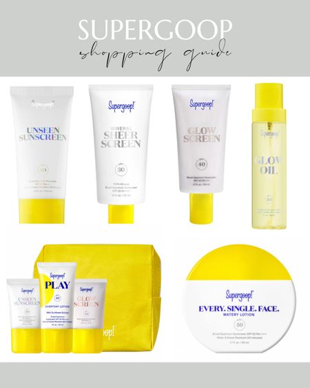 Supergoop Shopping Guide 

SPF | Sunscreen | Skincare | GlowScreen |Chemical SPF | Mineral SPF 

#LTKbeauty