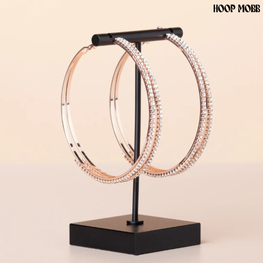 DOUBLE ROSES HOOPS - ROSE GOLD | hoopmobb