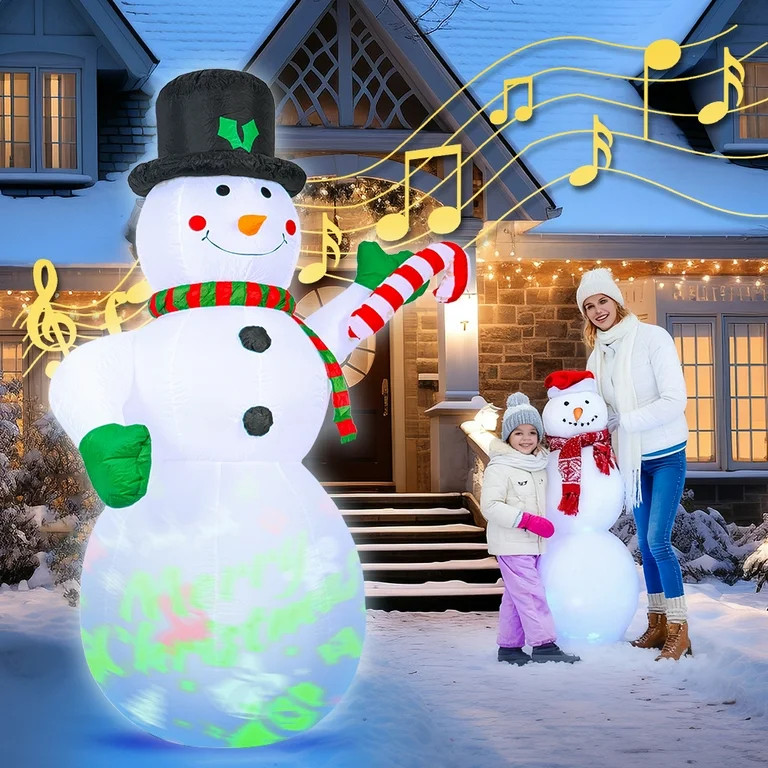 7Ft Christmas Inflatables Snowman, Blow Up Snowman, Built-in Rotating Colorful Projector LED Ligh... | Walmart (US)
