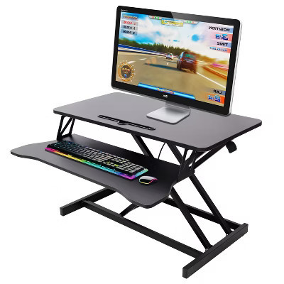 Standing Desk Converter, Height Adjustable Sit Stand Up Desk Riser with Keyboard Tray, Desktop Workstation Black | Target
