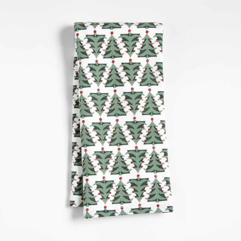Festive Tree Dish Towel | Crate & Barrel | Crate & Barrel