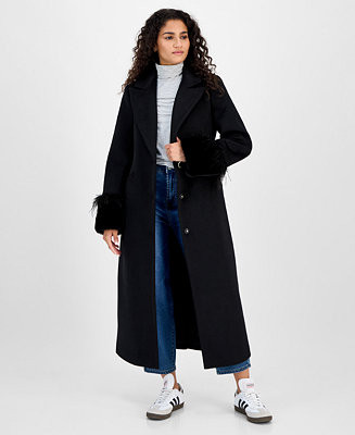 CeCe Women's Notched-Collar Single-Breasted Maxi Coat - Macy's | Macy's
