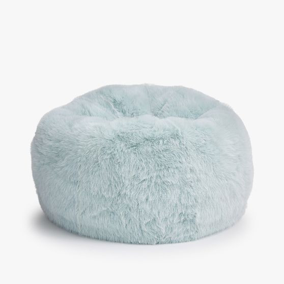 Feathery Faux Fur Porcelain Blue Bean Bag Chair | Pottery Barn Teen