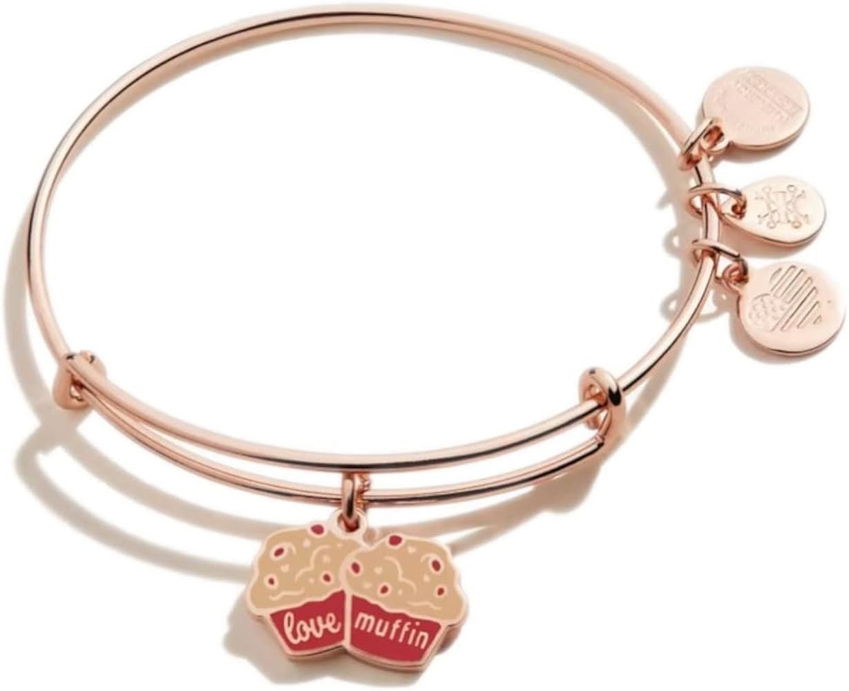 Alex and Ani Food Expandable Bangle for Women, Love Muffin Charm, Shiny Rose Gold Finish, 2 to 3.... | Amazon (US)
