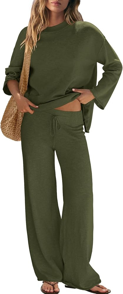 Yanekop Womens Sweater Sets Oversized Two Piece Lounge Set 2 Piece Knit Pants Sets Fall Pajama Se... | Amazon (US)