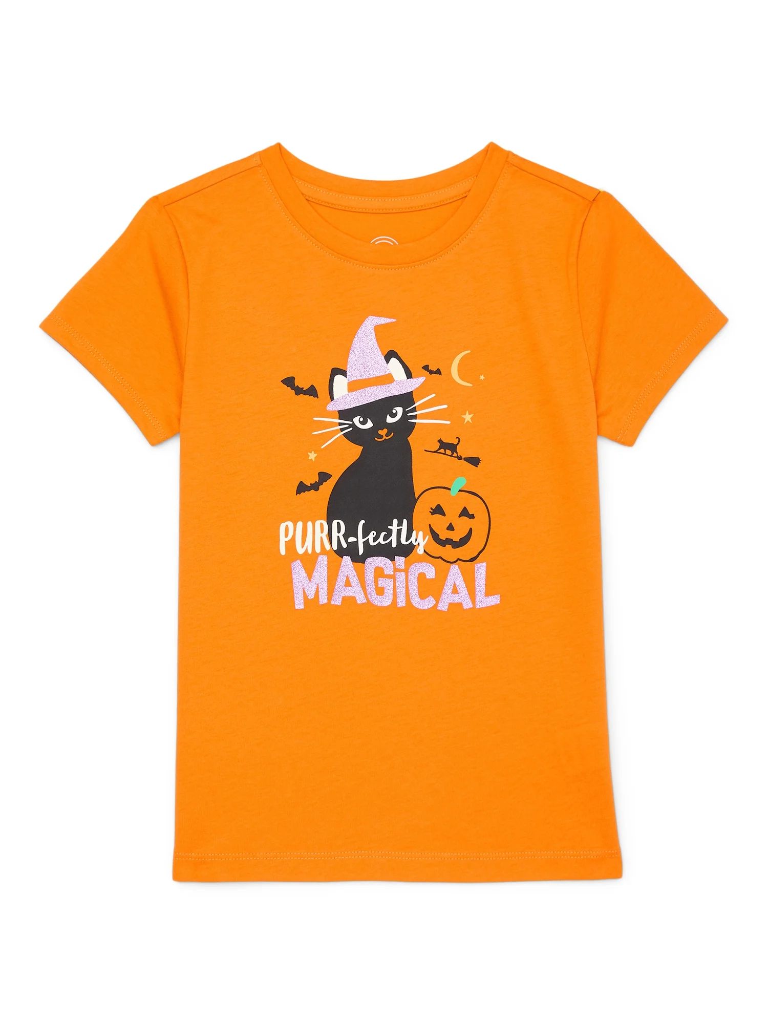 Wonder Nation Girls Halloween Graphic T-Shirt with Short Sleeves, Sizes 4-18 | Walmart (US)