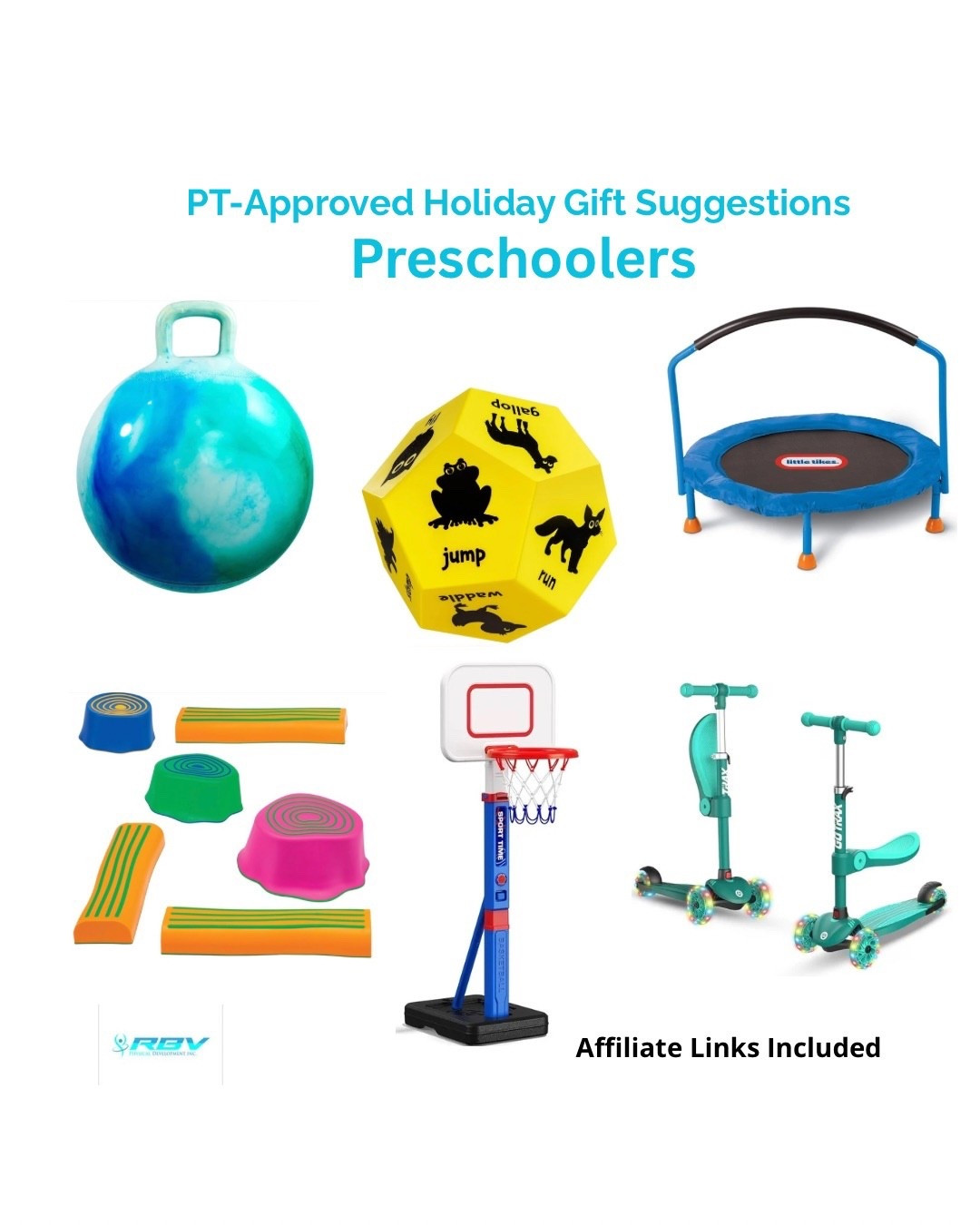 PT-Approved Preschool Essentials (3–5 Years)
Balance, coordination, and early sports skills start here. These picks encourage creative movement + confidence through fun play. 🌟

#LTKKids #LTKPreschool #LTKMom #LTKHoliday #LTKGiftGuide #KidsEssentials #LTKFinds

#LTKCyberWeek