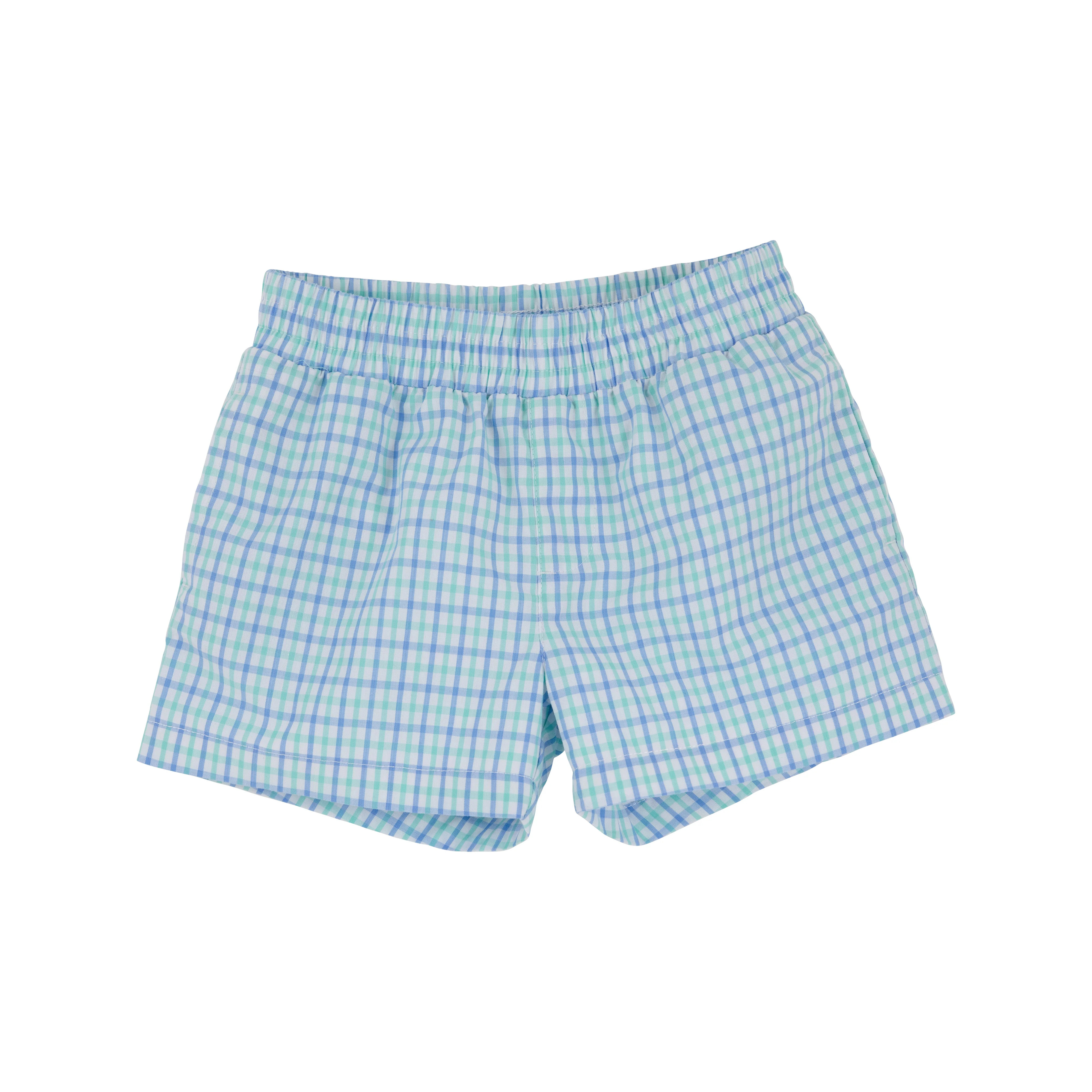 Sheffield Shorts - Sunrise Blvd. Blue & Turks Teal Chandler Check with Sunrise Blvd. Blue Stork | The Beaufort Bonnet Company