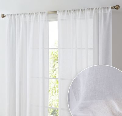 Hlc.Me Penelope Faux Linen Textured Semi Sheer Privacy Sun Light Filtering Transparent Window Pocket Hole Thick Curtains Drapery Panels For Bedroom Li | Macy's