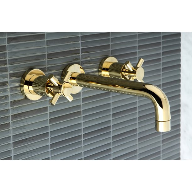 Kingston Brass KS8122DX Concord 2-Handle Wall Mount Bathroom Faucet, Polished Brass | Walmart (US)