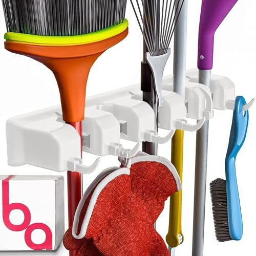 EXTRA GRIP Mop & Broom Holder Wall Mount - Wall Hanging Garden Tool & Utility Closet Organizer, M... | Amazon (US)
