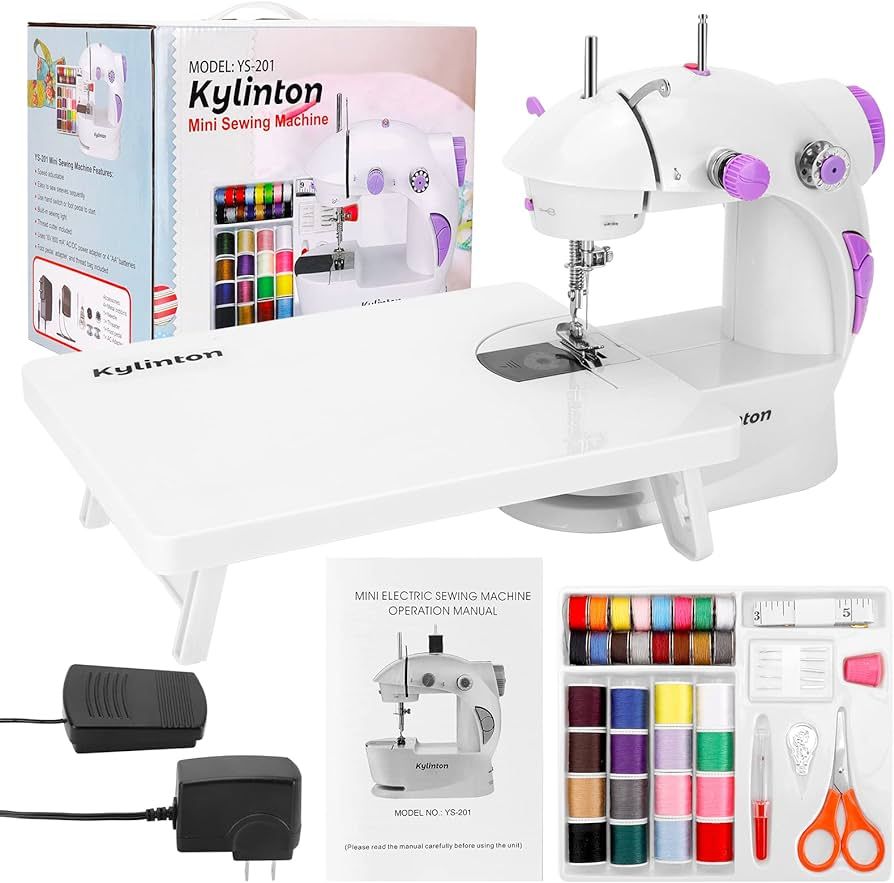 Kylinton Mini Sewing Machine with Extension Table, Portable Sewing Machine for Beginners with Lig... | Amazon (US)