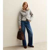 Women's Grey Knit Collared Button Through Cardigan New Look | New Look (UK)