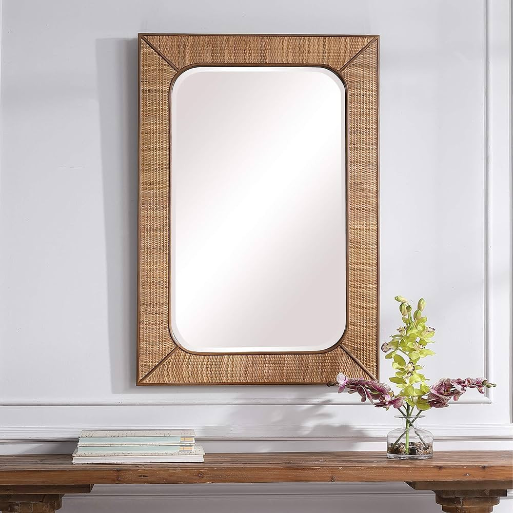AR Lighting Tahiti Rattan Mirror | Amazon (US)
