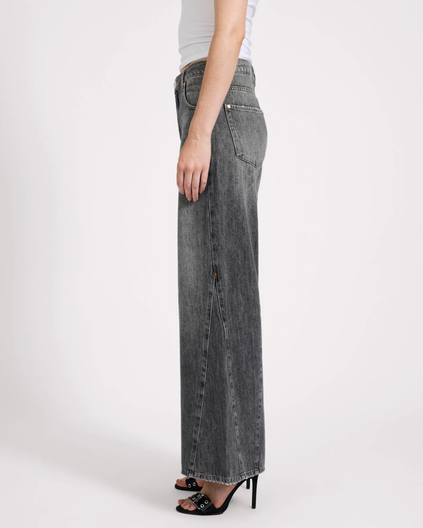 Cruisers Mid Waist Bootcut Flare Denim Jeans - Charcoal Grey | One Teaspoon | OneTeaspoon