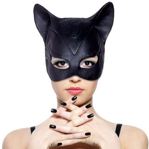Cat Women Mask, Hot Movie Character Leather Cat Mask for Lady, Halloween Party Props Half Face Woman Cosplay Mask - Medium | Amazon (US)