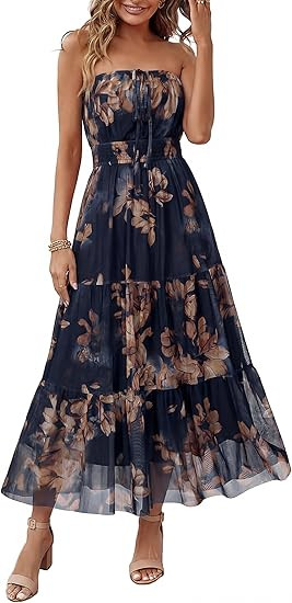 Simplee Women's Summer Maxi Dresses 2026 Elegant Criss Cross Boho Floral Wedding Guest Dress Part... | Amazon (US)