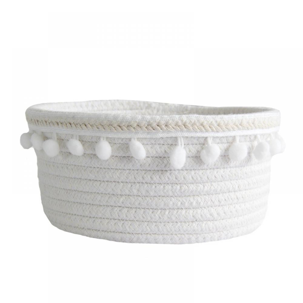 Unique Woven Wool Ball Storage Basket Household Cotton Thread Storage Basket White | Walmart (US)