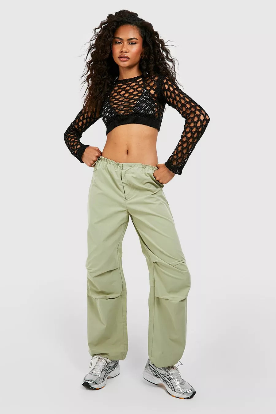 Low Rise Elasticated Waist Parachute Pants | Boohoo.com (US & CA)