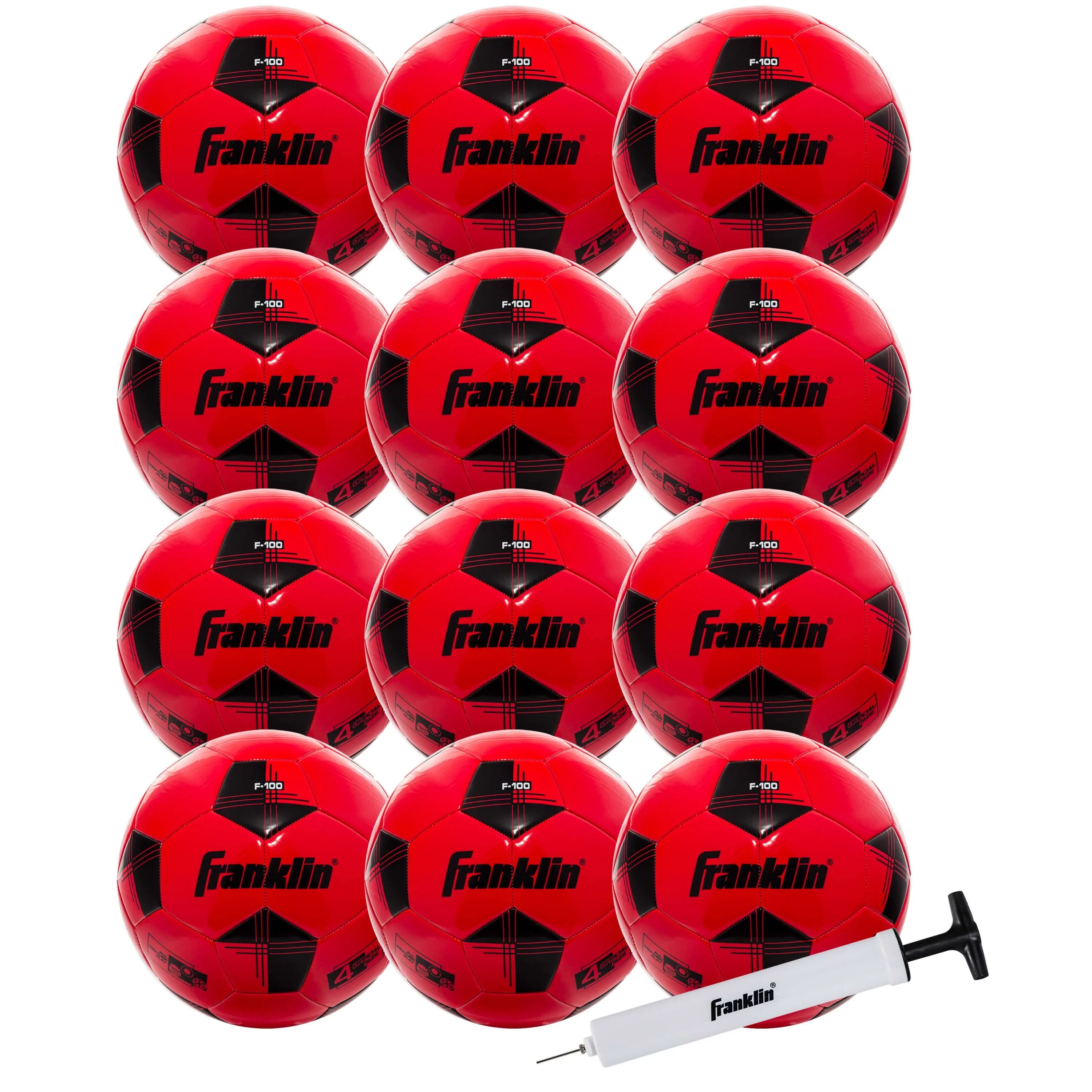 Franklin Sports Youth Soccer Balls - F-100 Size 4 - 12 Pack - Black/Red | Walmart (US)