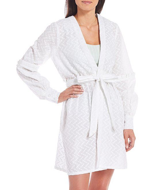 x Born on Fifth Harbor Island Embroidered Long Sleeve Wrap Dress Swim Cover Up | Dillards