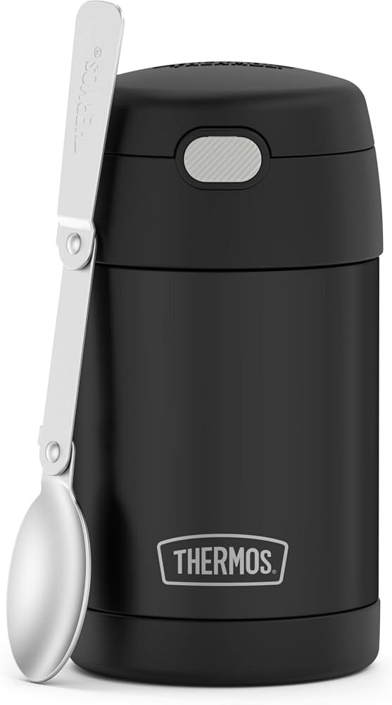 THERMOS FUNTAINER 16 Ounce Stainless Steel Vacuum Insulated Food Jar with Folding Spoon, Black Ma... | Amazon (US)