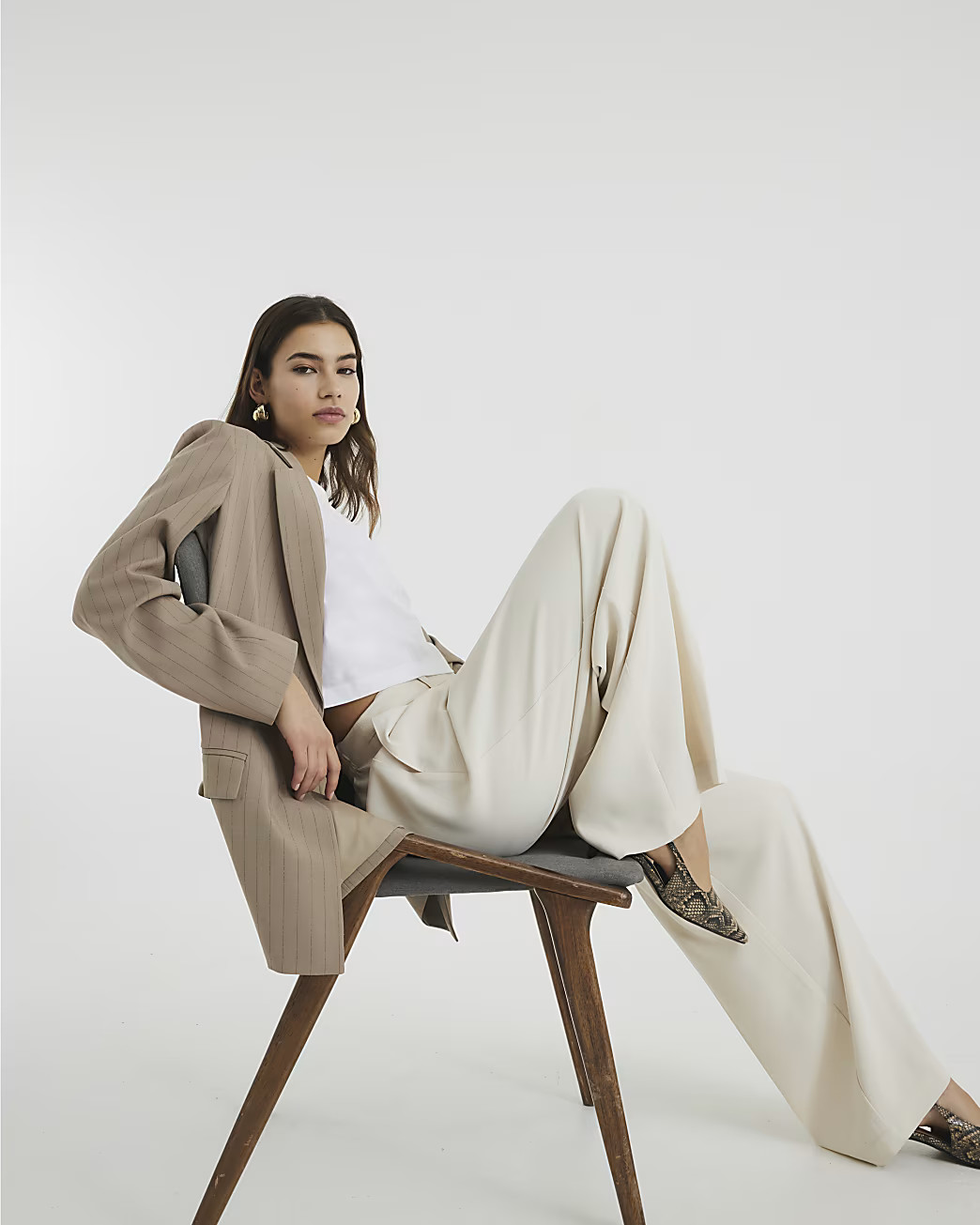 Cream Soft Wide Leg Trousers | River Island UK & IE