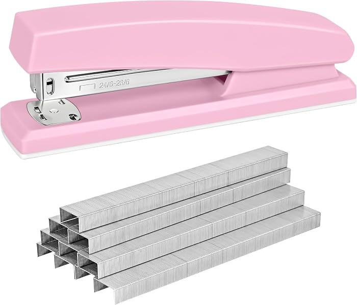 Stapler with 5000 Staples - 25 Sheet Capacity, Staplers for Desk, Pink | Amazon (US)