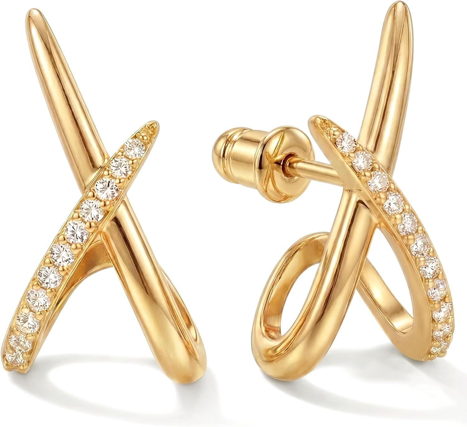Gold Earrings for Women Trendy,14K Gold Stud Earrings Dainty Earrings Simple Minimalist Cubic Zirconia Diamond Gold Earrings Hypoallergenic Earring for Women Gifts | Amazon (US)