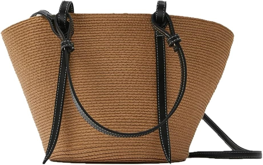 Straw Beach Bags Tote Tassels Bag Hobo Summer Handwoven Shoulder Bags Purse With Pom Poms | Amazon (US)