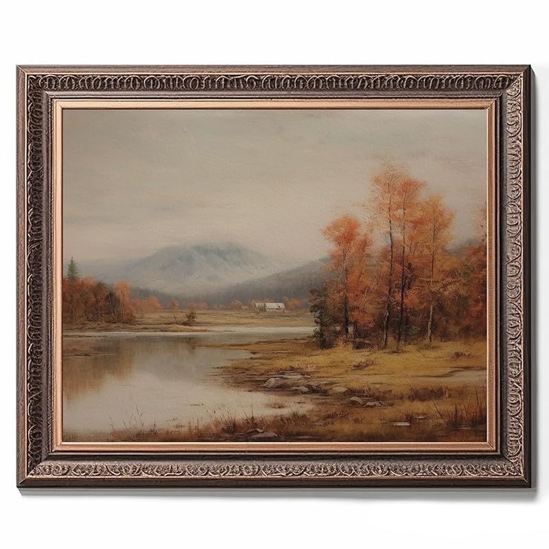 Vintage Autumn Landscape Painting Print, Vintage Fine Art, Living Room Wall Decor, Vintage Fall P... | Amazon (US)