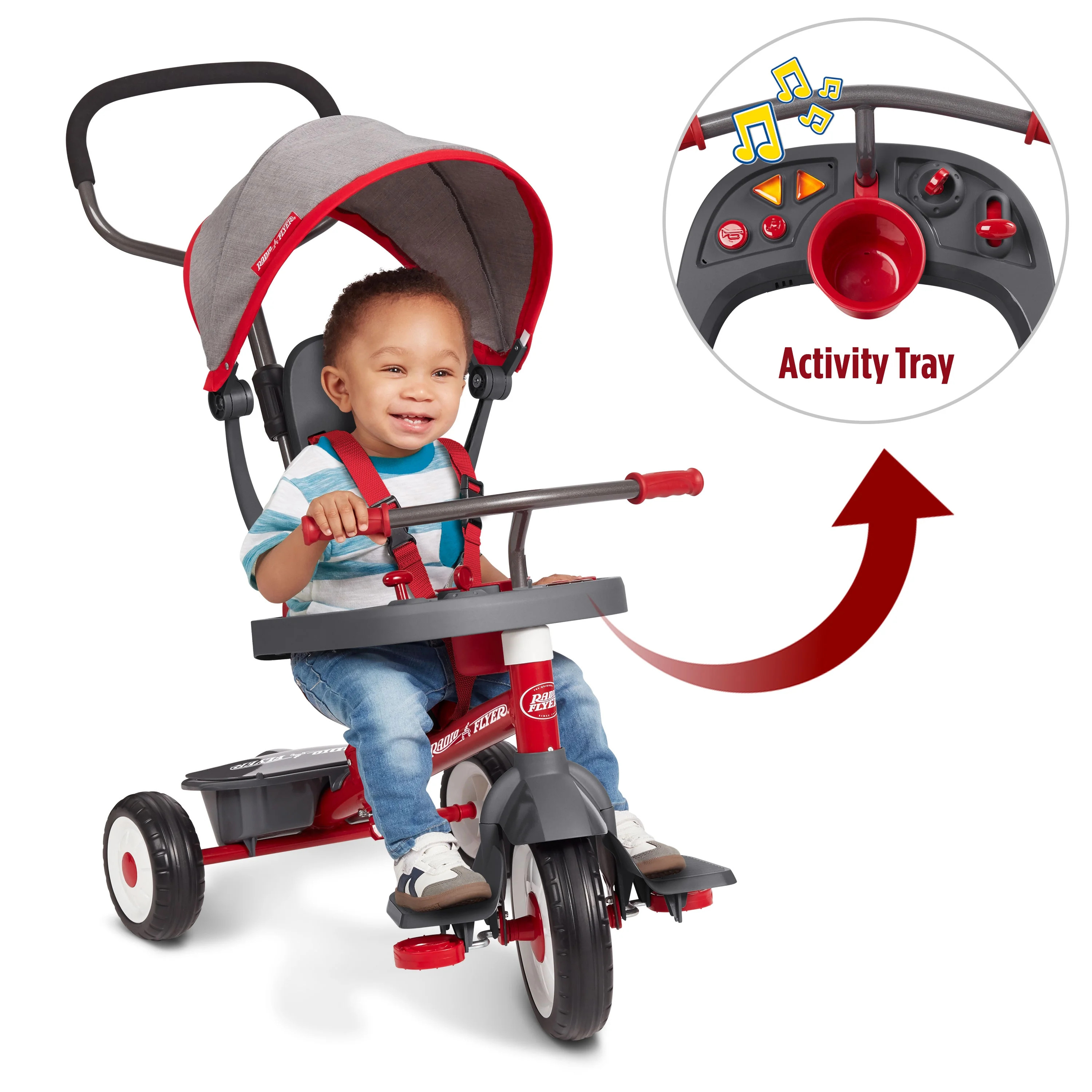 Radio Flyer, 4-in-1 Stroll 'n Trike with Activity Tray, Red & Gray - Walmart.com | Walmart (US)