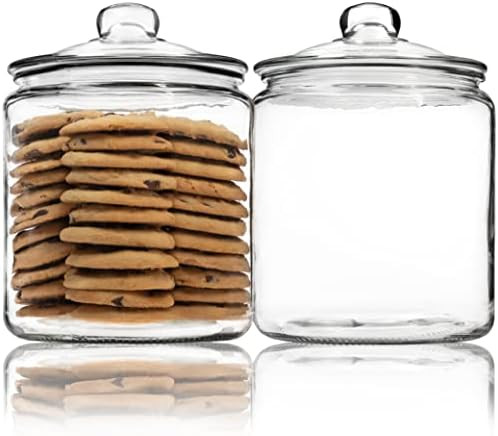 1 Gallon Glass Cookie Jar - Large Food Storage Container with Airtight Lid - Keep Fresh Flour, Ch... | Amazon (US)