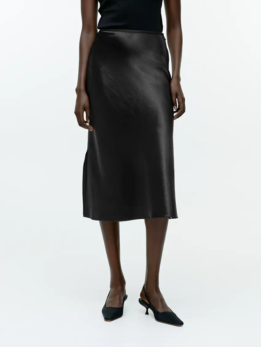 Bias-Cut Satin Skirt - Black - ARKET GB | ARKET (US&UK)