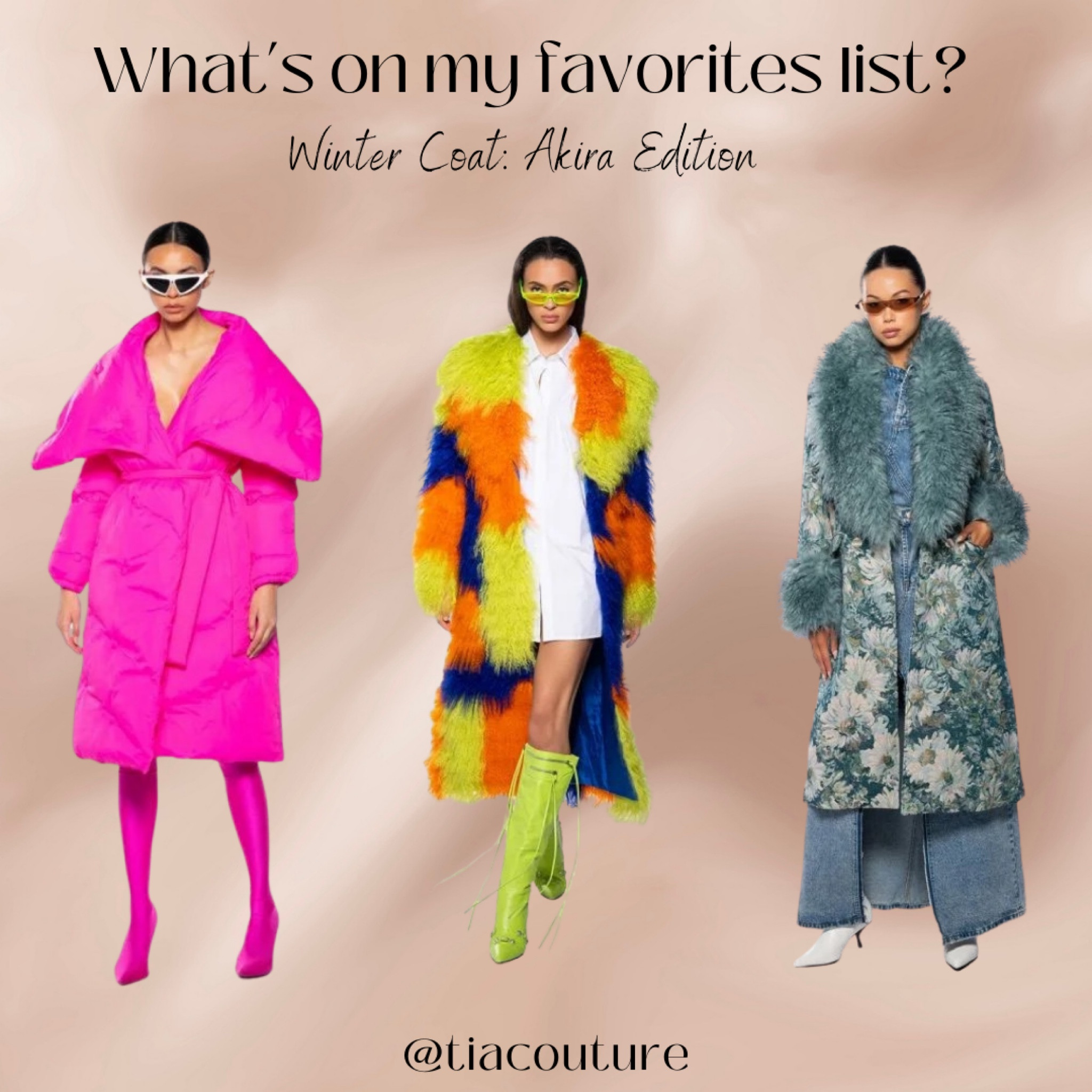 A fab winter coat can instantly elevate your style! Here are a few that I’m loving from Akira! I purchased the blue brocade coat and strongly thinking about purchasing the hot pink puffer. 

#LTKsalealert #LTKstyletip #LTKSeasonal