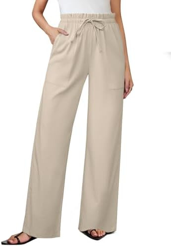 AB-Eleven Womens Linen Pants Wide Leg Flowy Palazzo with Pockets | Soft Comfortable Fabric, Paper... | Amazon (US)