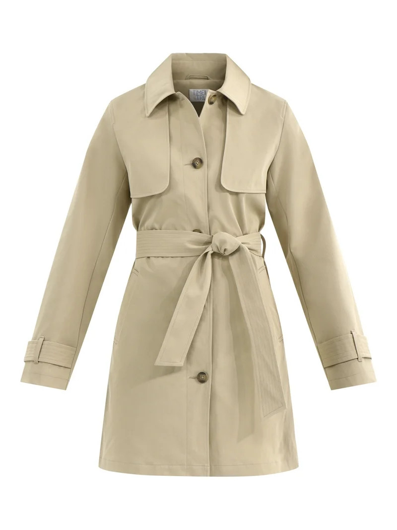 Time and Tru Women's Belted Trench Coat, Midweight, Sizes XS-2X | Walmart (US)