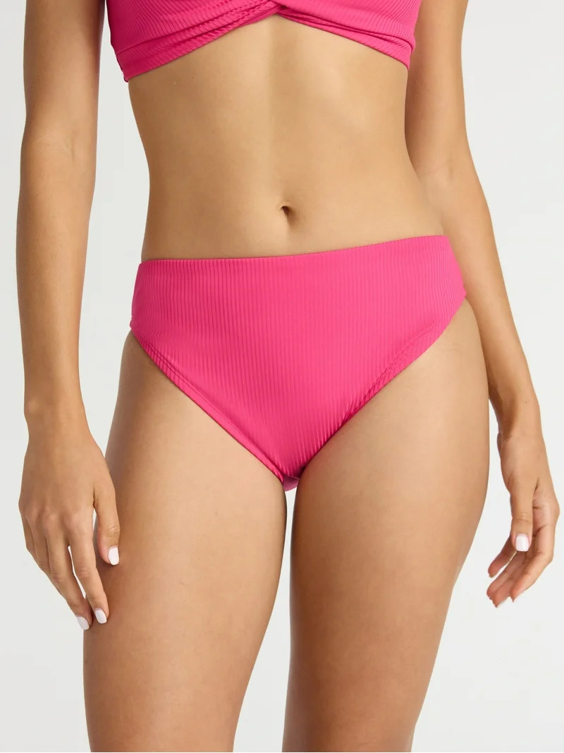 Time and Tru Women\u2019s and Women's Plus High Cut Mid Rise Bikini Bottoms, Sizes XS-2X | Walmart (US)