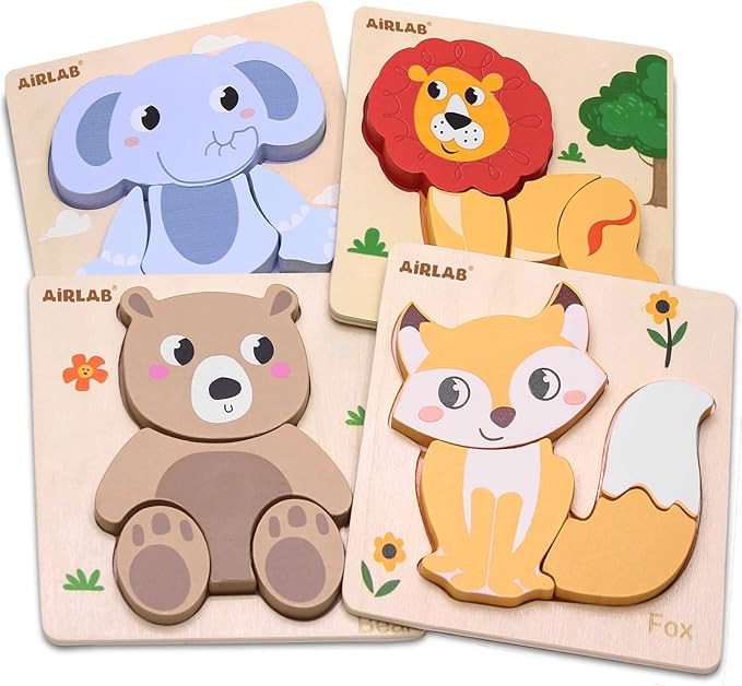 Amazon.com: Wooden Puzzles for Toddlers 1 2 3 Year Old Animals Shape Puzzle Toys for Travel Airpl... | Amazon (US)