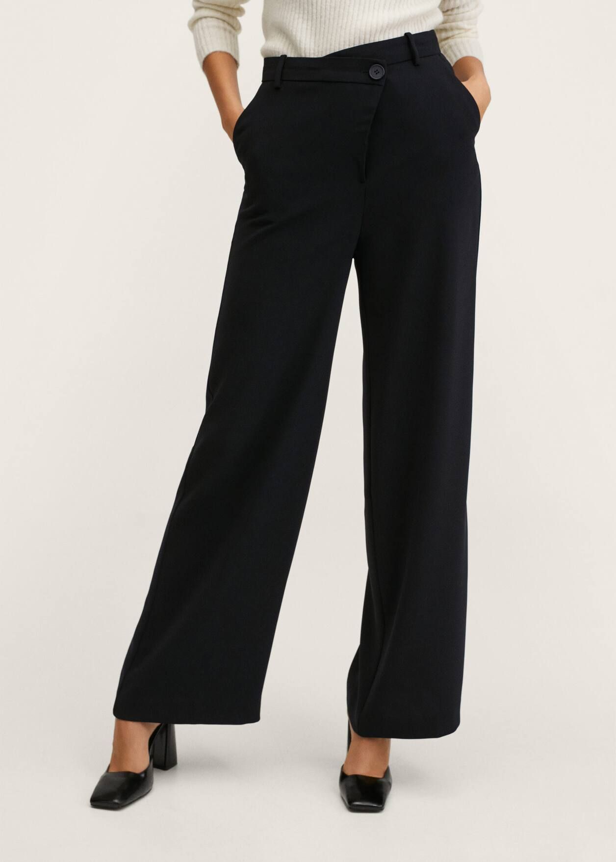 High-rise wideleg trousers | MANGO (US)