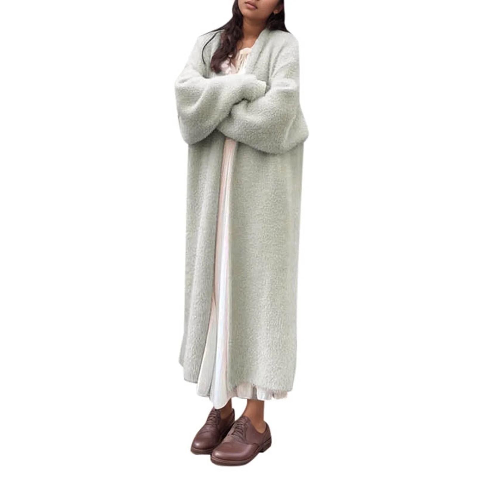 Bibifish Womens Cardigan Sweater Black Longline Fuzzy Soft Plush Open Front Cold Weather Weekend ... | Walmart (US)